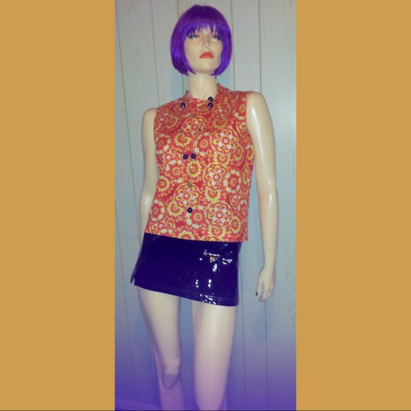 Vintage 60s French Designer RODIER Psychedelic MOD Flower Power Color Wheel Top - Picture 4 of 4